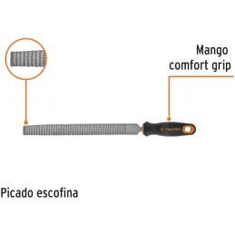 Limas Media Caña Escofinas Bastardas 8" Ancho 13/16" Espesor 1/4", Mango Comfort Grip, LES-8T 15321 Truper Truper-Limas Media Ca