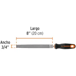 Limas Media Caña Bastardas 8" Ancho 3/4" Espesor 1/4", Mango Comfort Grip, LMCB-8T 15318 Truper Truper-Limas Media Caña Bastarda