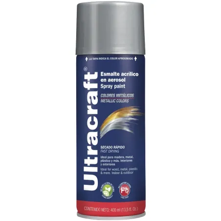 Pintura en Spray Ultracraft Cromo Metalico, 400ml, secado rapido libre de Plomo, PA-CR-U 40027 Truper Truper-Pintura en Spray Ul