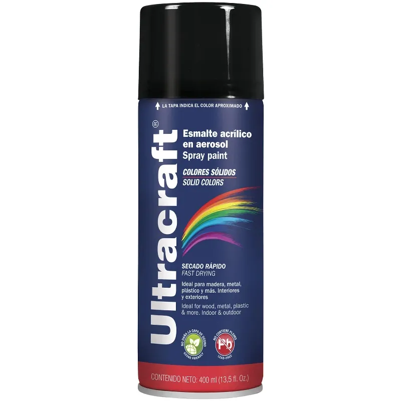 Pintura en Spray Ultracraft Negro Brillante, 400ml, secado rapido libre de Plomo, PA-NB-U 40021 Truper Truper-Pintura en Spray U