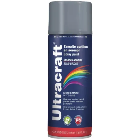 Pintura en Spray Ultracraft Gris, 400ml, secado rapido libre de Plomo, PA-GR-U 40032 Truper Truper-Pintura en Spray Ultracraft G