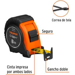 Winchas Flexometro Griper 8M MedicionAmbosLados TPR ABS Truper 15389 Truper-Winchas Flexometro Griper 8M MedicionAmbosLados TPR 