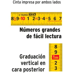 Winchas Flexometro Griper 8M MedicionAmbosLados TPR ABS Truper 15389 Truper-Winchas Flexometro Griper 8M MedicionAmbosLados TPR 