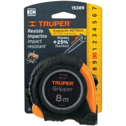 Winchas Flexometro Griper 8M MedicionAmbosLados TPR ABS Truper 15389 Truper-Winchas Flexometro Griper 8M MedicionAmbosLados TPR 