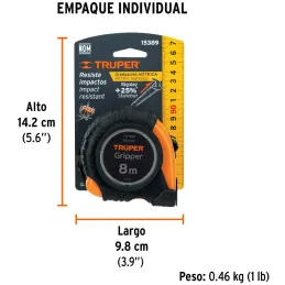 Winchas Flexometro Griper 8M MedicionAmbosLados TPR ABS Truper 15389 Truper-Winchas Flexometro Griper 8M MedicionAmbosLados TPR 