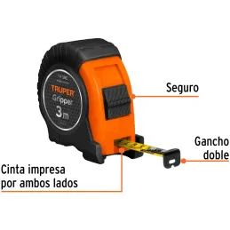 Winchas Flexometro Griper 3M MedicionAmbosLados TPR ABS Truper 15387 Truper-Winchas Flexometro Griper 3M MedicionAmbosLados TPR 