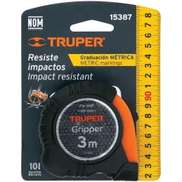 Winchas Flexometro Griper 3M MedicionAmbosLados TPR ABS Truper 15387 Truper-Winchas Flexometro Griper 3M MedicionAmbosLados TPR 