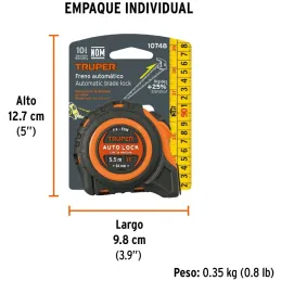 Winchas Flexometro Auto-Lock 5.5M MedicionAmbosLados TPR ABS Truper 10748 Truper-Winchas Flexometro Auto-Lock 5.5M MedicionAmbos