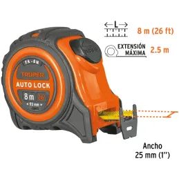 Winchas Flexometro Auto-Lock 8M MedicionAmbosLados TPR ABS Truper 10749 Truper-Winchas Flexometro Auto-Lock 8M MedicionAmbosLado