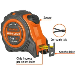 Winchas Flexometro Auto-Lock 5M MedicionAmbosLados TPR ABS Truper 10747 Truper-Winchas Flexometro Auto-Lock 5M MedicionAmbosLado