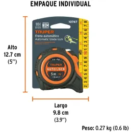 Winchas Flexometro Auto-Lock 5M MedicionAmbosLados TPR ABS Truper 10747 Truper-Winchas Flexometro Auto-Lock 5M MedicionAmbosLado