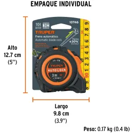 Winchas Flexometro Auto-Lock 3M MedicionAmbosLados TPR ABS Truper 10746 Truper-Winchas Flexometro Auto-Lock 3M MedicionAmbosLado