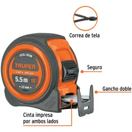 Winchas Flexometro Compactas 5.5M MedicionAmbosLados TPR ABS Truper 12773 Truper-Winchas Flexometro Compactas 5.5M MedicionAmbos