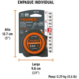 Winchas Flexometro Compactas 5.5M MedicionAmbosLados TPR ABS Truper 12773 Truper-Winchas Flexometro Compactas 5.5M MedicionAmbos