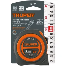 Winchas Flexometro Compactas 8M MedicionAmbosLados TPR ABS Truper 12774 Truper-Winchas Flexometro Compactas 8M MedicionAmbosLado