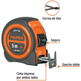 Winchas Flexometro Compactas 5M MedicionAmbosLados TPR ABS Truper 12772 Truper-Winchas Flexometro Compactas 5M MedicionAmbosLado