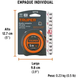 Winchas Flexometro Compactas 5M MedicionAmbosLados TPR ABS Truper 12772 Truper-Winchas Flexometro Compactas 5M MedicionAmbosLado