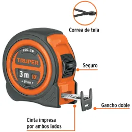 Winchas Flexometro Compactas 3M MedicionAmbosLados TPR ABS Truper 12771 Truper-Winchas Flexometro Compactas 3M MedicionAmbosLado