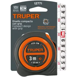 Winchas Flexometro Compactas 3M MedicionAmbosLados TPR ABS Truper 12771 Truper-Winchas Flexometro Compactas 3M MedicionAmbosLado