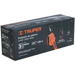 Tecle Industrial 1 Toneladas, Doble Trinquete, Mecanismo de triple engranaje, Peso 12.3kg, POPA-3/4 16843 Truper Truper-Tecle In