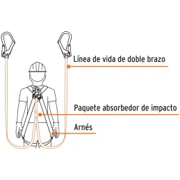 Linea de Vida con absorbedor de impacto, Doble Brazo, MFA 158kg, CAB-5432-18 14454 Truper Truper-Linea de Vida con absorbedor de