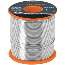 Soldadura con Nucleo de Resina 450g 1mm 60/40 Estaño Plomo, para Electronica, SOL-60/40 14366 Truper Truper-Soldadura con Nucleo