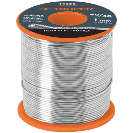 Soldadura con Nucleo de Resina 450g 1mm 60/40 Estaño Plomo, para Electronica, SOL-60/40 14366 Truper Truper-Soldadura con Nucleo