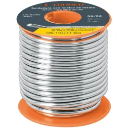 Soldadura con Nucleo de Resina 450g 3mm 50/50 Estaño Plomo, para tuberia Hidraulica, SOL-50/50 14365 Truper Truper-Soldadura con