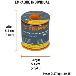 Soldadura con Nucleo de Resina 450g 3mm 50/50 Estaño Plomo, para tuberia Hidraulica, SOL-50/50 14365 Truper Truper-Soldadura con