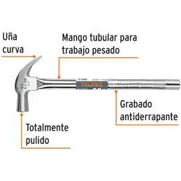 Martillos 16oz Cabeza Conica C27mm Ucurva MTubular15" Truper 10914 Truper-Martillos 16oz Cabeza Conica C27mm Ucurva MTubular15" 