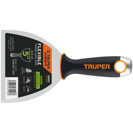 Espatula Flexible 5" Mango Ergonomico, en acero inoxidable, para usarse en alimentos, ET-5FX 15853 Truper Truper-Espatula Flexib