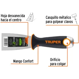 Espatula Flexible 2" Mango Ergonomico, en acero inoxidable, para usarse en alimentos, ET-2FX 15850 Truper Truper-Espatula Flexib