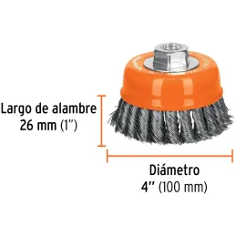 Cardas Copa 4" Trenzado Grueso M14 Truper 17532 Truper-Cardas Copa 4" Trenzado Grueso M14 Truper 17532 Fabricada en acero al car