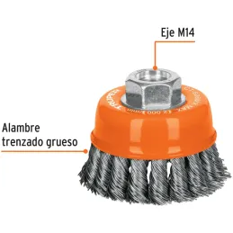 Cardas Copa 3" Trenzado Grueso M14 Truper 17530 Truper-Cardas Copa 3" Trenzado Grueso M14 Truper 17530 Fabricada en acero al car