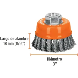 Cardas Copa 3" Trenzado Grueso M14 Truper 17530 Truper-Cardas Copa 3" Trenzado Grueso M14 Truper 17530 Fabricada en acero al car