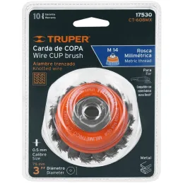 Cardas Copa 3" Trenzado Grueso M14 Truper 17530 Truper-Cardas Copa 3" Trenzado Grueso M14 Truper 17530 Fabricada en acero al car