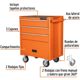Gabinete Metalico 3 Cajones 1 compartimiento, Lamina de Acero con Cerradura, GAMO-4090 12066 Truper Truper-Gabinete Metalico 3 C