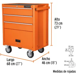 Gabinete Metalico 3 Cajones 1 compartimiento, Lamina de Acero con Cerradura, GAMO-4090 12066 Truper Truper-Gabinete Metalico 3 C