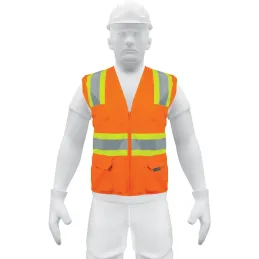 Chaleco de Seguridad Unitalla Naranja Cintas Dobles 2" con cierre y 6 Bolsillos Alta Visibilidad, CHS-700N 13475 Truper Truper-C