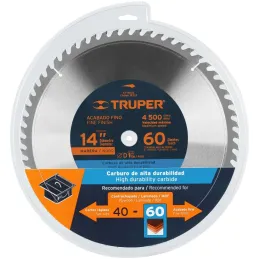 Discos Sierra para Madera 14" Centro 1", 60 Dientes de carburo de tungsteno, ST-1460E 18323 Truper Truper-Discos Sierra para Mad