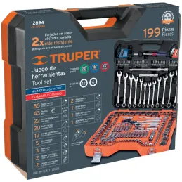 Juegos de Herramientas 199 Piezas Mixto STD MM E1/4-3/8-1/2 MP Truper 12894 Truper-Juegos de Herramientas 199 Piezas Mixto STD M