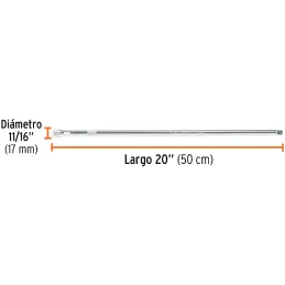 Extension, Encastre 1/2", Largo 20", acero al cromo vanadio, E-5465 13919 Truper Truper-Extension, Encastre 1/2", Largo 20", ace
