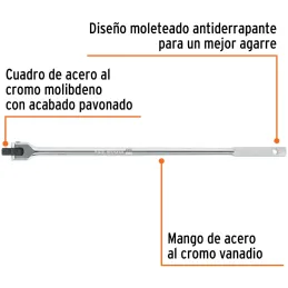 Palanca Articulada, encastre 1/2" Largo 18", en acero al cromo vanadio, M-1270 13924 Truper Truper-Palanca Articulada, encastre 