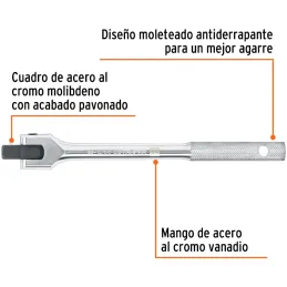 Palanca Articulada, encastre 1/2" Largo 10", en acero al cromo vanadio, M-1266 13922 Truper Truper-Palanca Articulada, encastre 