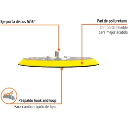 Lijadora Orbital Respaldo de velcro para fijar con rapidez y firmeza lijas autoadheribles, PAD-861VE 19390 Truper Truper-Lijador