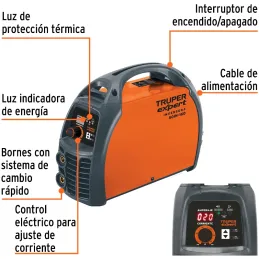Maquina de Soldar Inversor Soldadoras 23 - 160A SMAW, Incluye PortaElectrodo Careta y Cepillo, SOIN-160 13694 Truper Truper-Maqu
