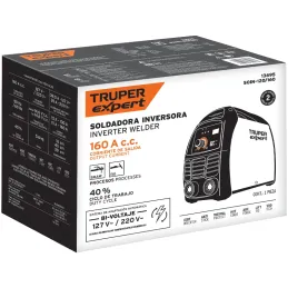 Maquina de Soldar Inversor Soldadoras 15 - 160A SMAW TIG, Incluye PortaElectrodo Careta y Cepillo, SOIN-120/160 13695 Truper Tru