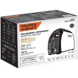 Maquina de Soldar Inversor Soldadoras 15 - 200A SMAW TIG, Incluye PortaElectrodo Careta y Cepillo, SOIN-130/200 16053 Truper Tru