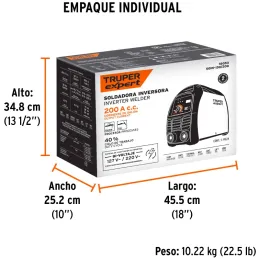 Maquina de Soldar Inversor Soldadoras 15 - 200A SMAW TIG, Incluye PortaElectrodo Careta y Cepillo, SOIN-130/200 16053 Truper Tru
