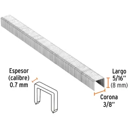 Grapas Corona 3/8" Calibre 22 L8mm Engrapadora Neumatica C5000u Truper 18283 Truper-Grapas Corona 3/8" Calibre 22 L8mm Engrapado
